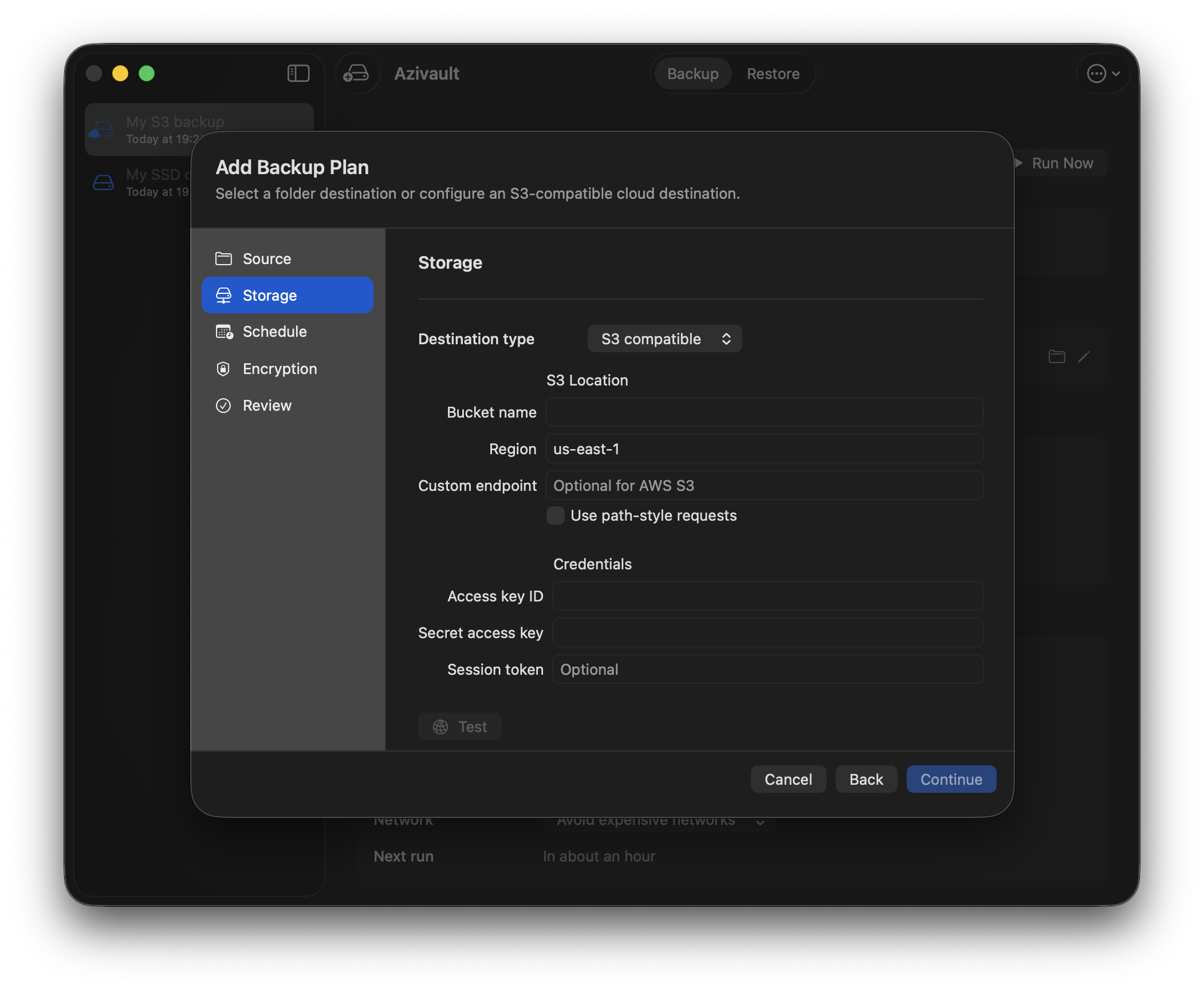Folder and cloud storage screenshot